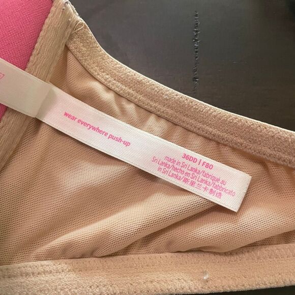 Victoria's Secret PINK 36DD Wear Everywhere Push Up T back Front Closure Bra Bei - Picture 7 of 7